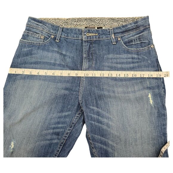 Vtg Harley Davidson Denim Blue Jeans Sz 29 Relaxed Distressed Light Wash Cuffed - Picture 10 of 13